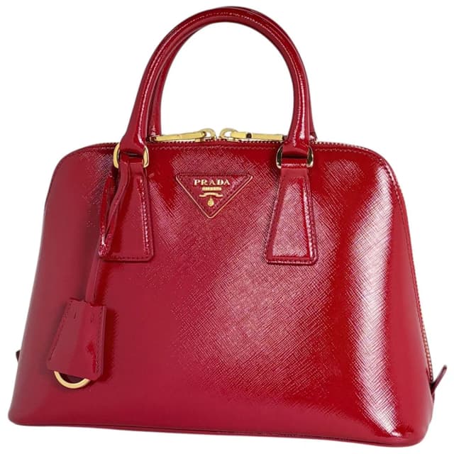 Prada Handbag Patent Saffiano Leather Rosso in Saffiano leather from The Reluxe, photo 1 of 1