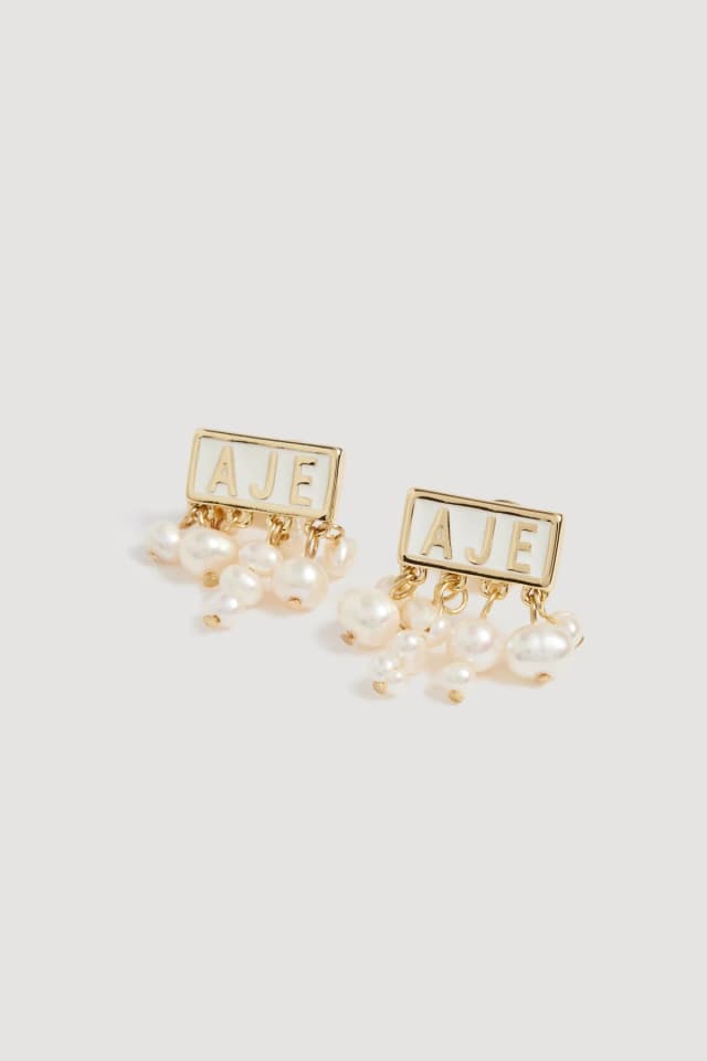 AJE Vista Pearl Stud in GOLD/PEARL, image 1 of 1 from Aje