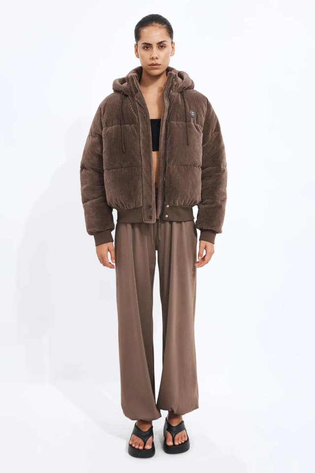 Athletica Sherpa Puffer Jacket in MOCHA, image 1 of 1 from Aje