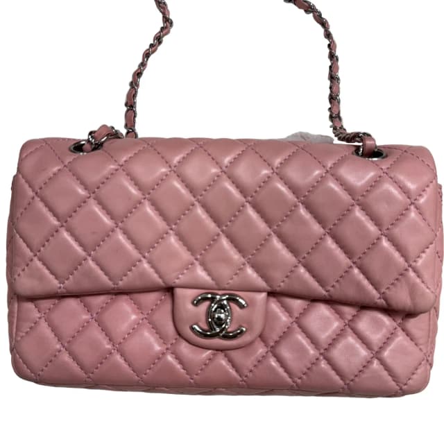 Chanel Pink Lambskin Matelasse Double Flap, Medium in Pink Lambskin from SparklesnDreams, photo 1 of 1