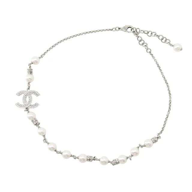 Chanel Necklace CC Logo Faux Pearl Rhinestone from The Reluxe, photo 1 of 1