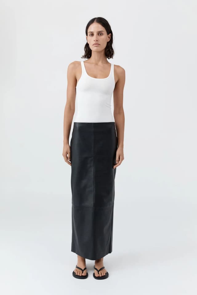 St Agni Soft Jersey Slim Scoop Tank - White, image 1 of 1 from St. Agni