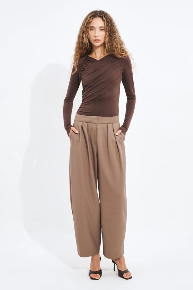 Aje Studio Aria Barrel Pants in FAWN, image 1 of 1 from Aje