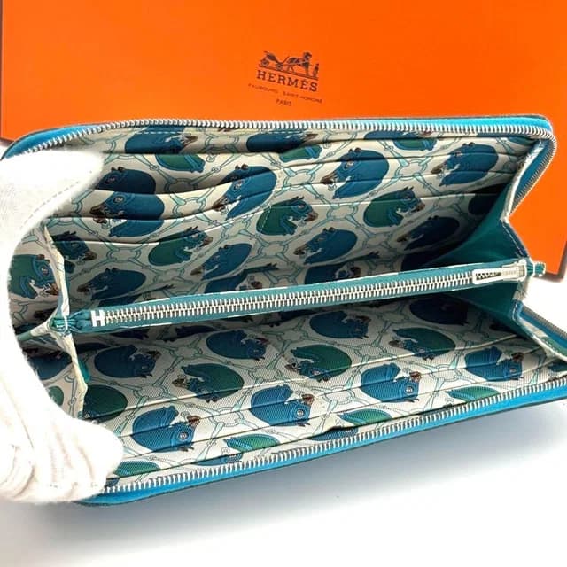 Hermès Wallet Azap Long Silk'in Blue Veau Epsom in Blue Epsom leather from The Reluxe, photo 1 of 1