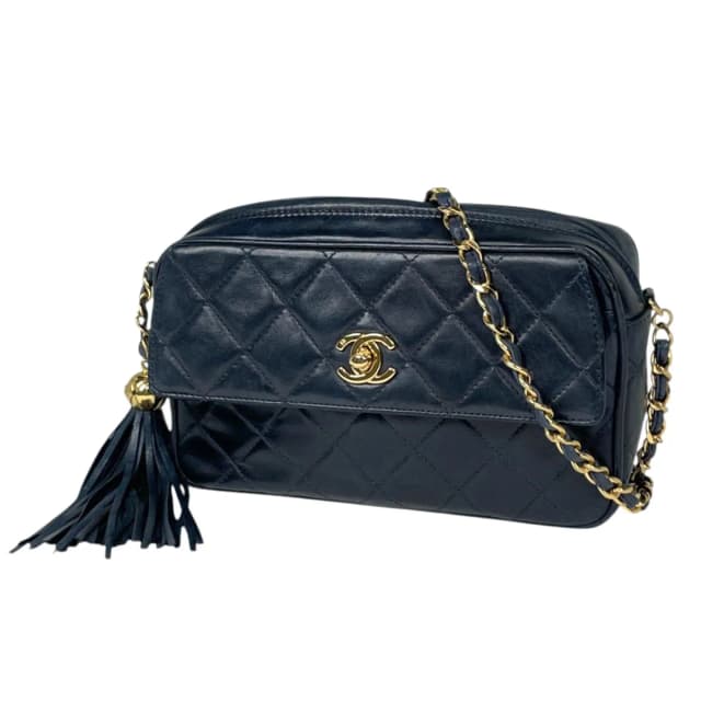 Chanel Shoulder Bag CC Logo Fringe Leather Navy in Navy Leather from The Reluxe, photo 1 of 1