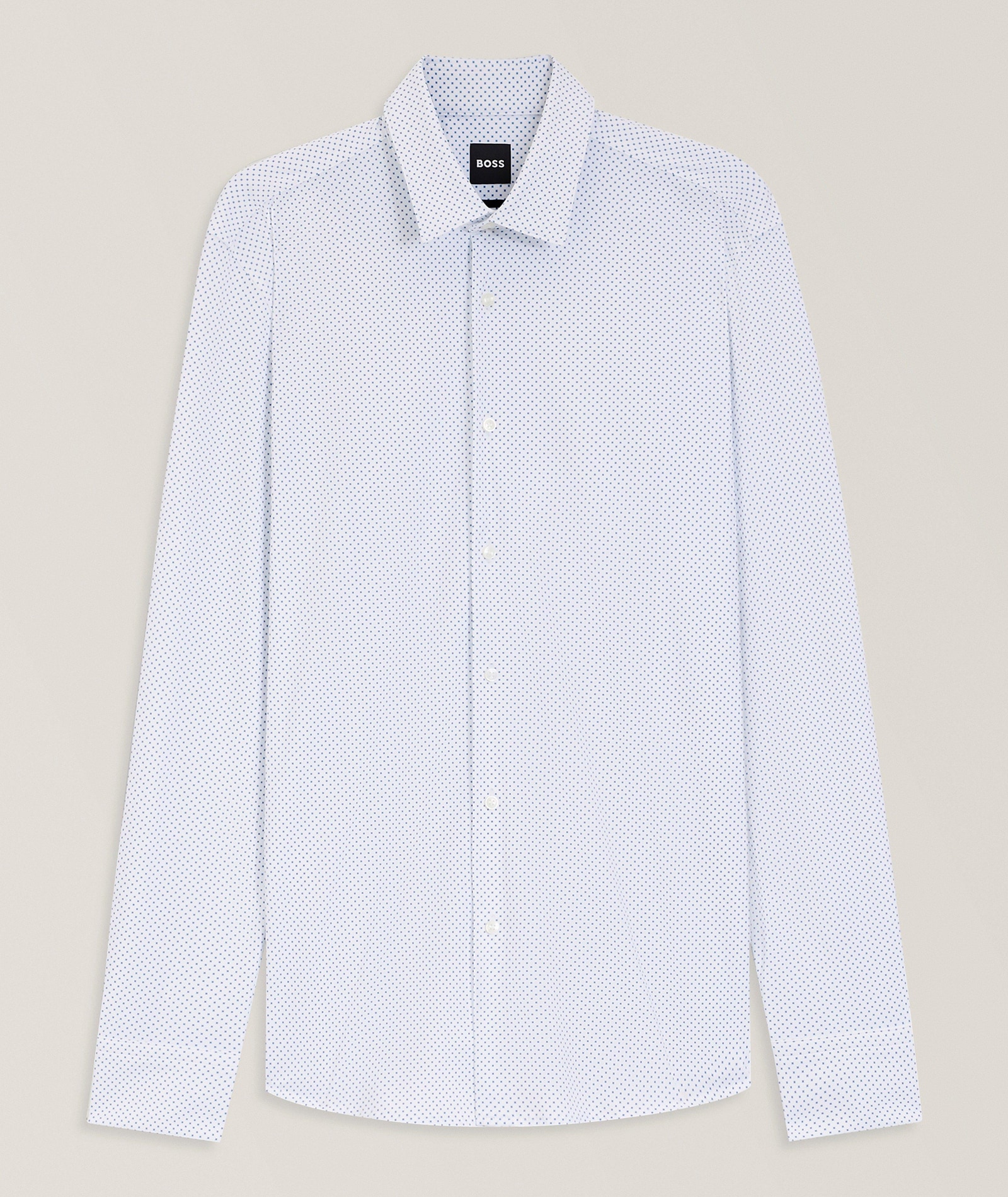 BOSS Hank Printed Jersey Dress Shirt in White 76% polyamide, 24% elastane, image 1 of 1 from Harry Rosen