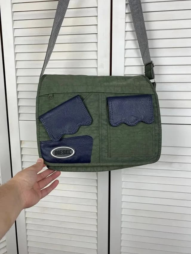 Vintage 90s Diesel Messenger Bag Laptop Crossbody Leather Og in green Leather from Grailed, photo 1 of 1