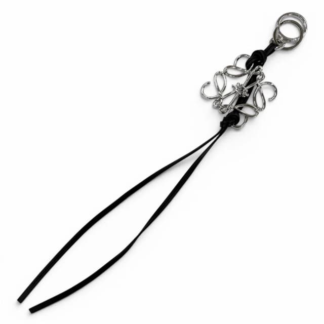 Loewe Anagram Key Holder Key Sling Bag Charm Black Silver in Black Leather from The Reluxe, photo 1 of 1