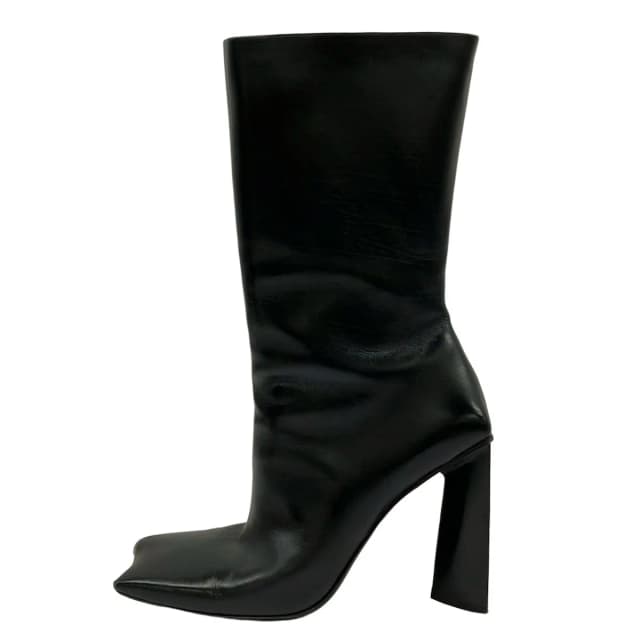 Balenciaga Long Boots Black Square Toe Asymmetric Design Leather in Black Leather from The Reluxe, photo 1 of 1