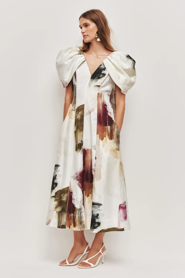 AJE Bisou Midi Dress in IMPRESSIONIST, image 1 of 1 from Aje