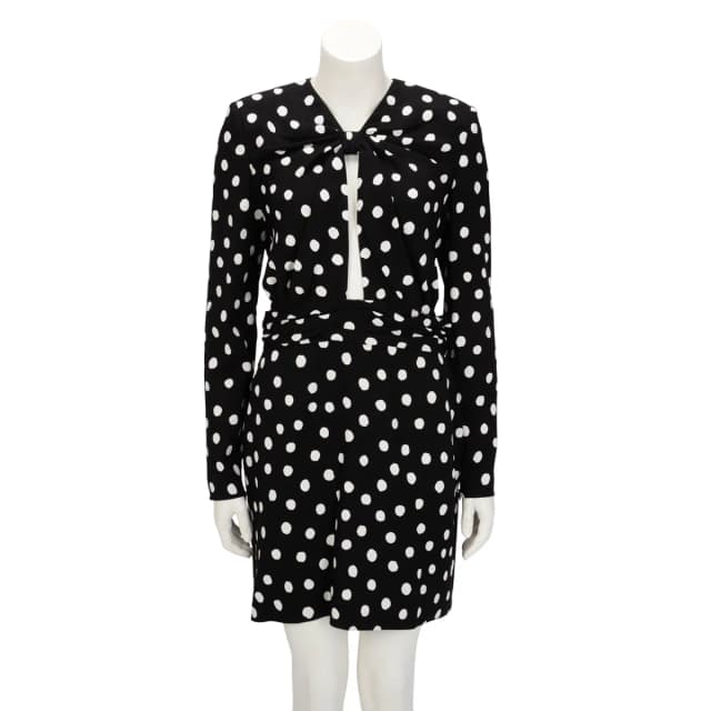Saint Laurent Crepe Cutout Mini Dress IT 42 in Black Polka Dot from Blue Spinach, photo 1 of 1