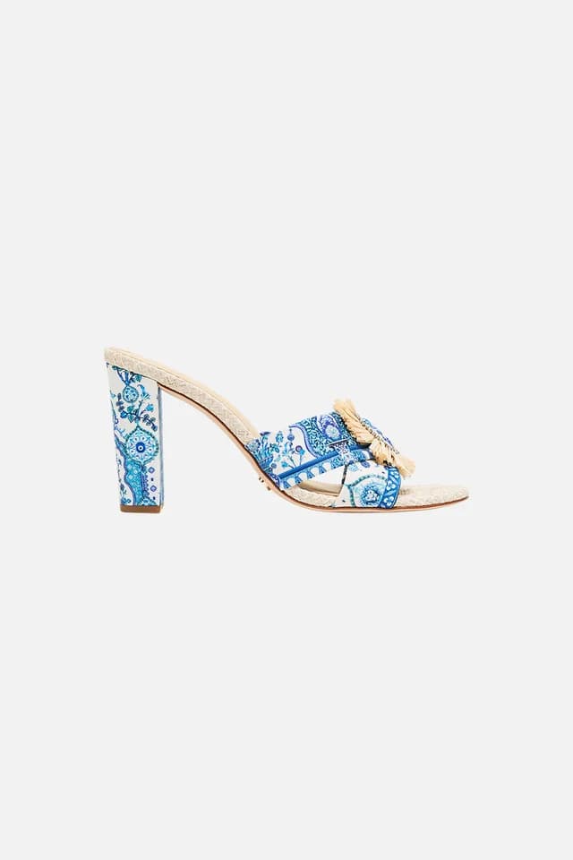 Camilla eBoutique AZRA PRINTED RAFFIA MULE HEEL ISNIK LULLABY, image 1 of 1 from CAMILLA