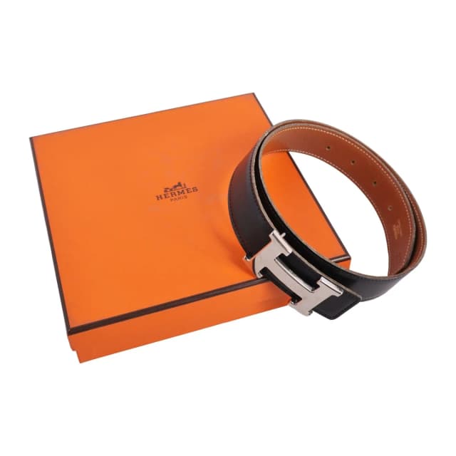 Hermès Vintage Belt Leather Reversible H Logo Constance 68 Black in Black Leather from The Reluxe, photo 1 of 1