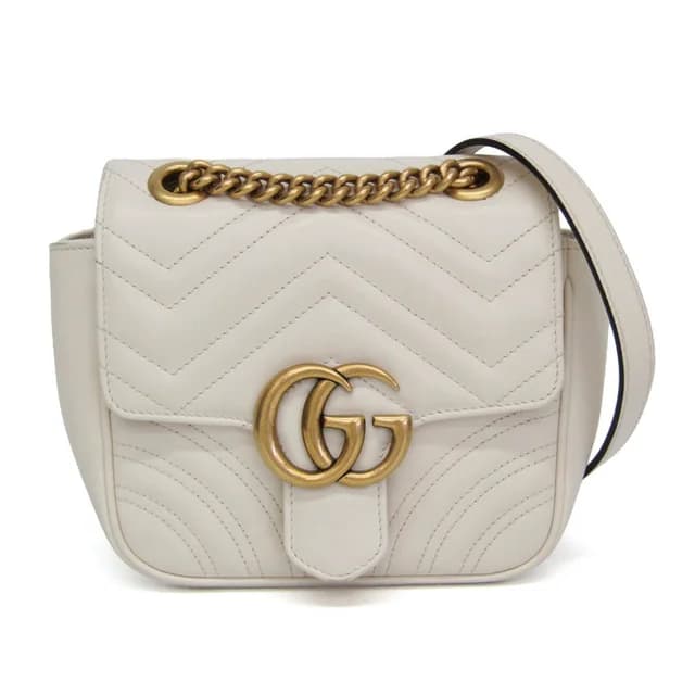 Gucci GG Marmont Chain Shoulder Bag 739682 Women's Leather Shoulder Bag White in White Leather from Elady, photo 1 of 1