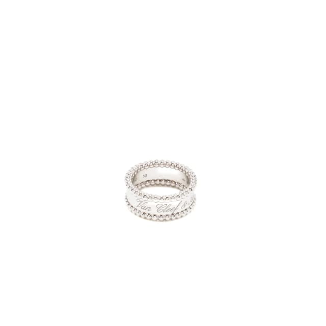 Van Cleef & Arpels Size 50 Perlée Signature Ring, White Gold in White from EMIER, photo 1 of 1