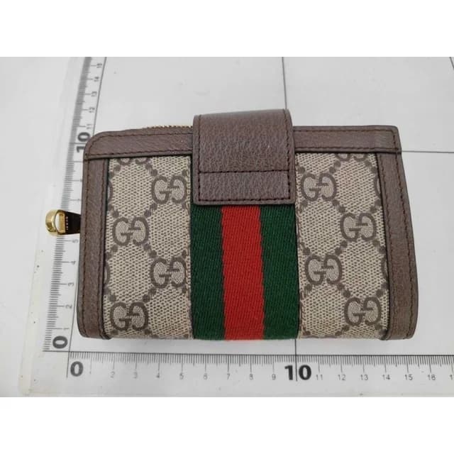 Gucci Bifold Wallet Ophidia Brown Beige GG Supreme Leather Gold in Brown Leather from The Reluxe, photo 1 of 1