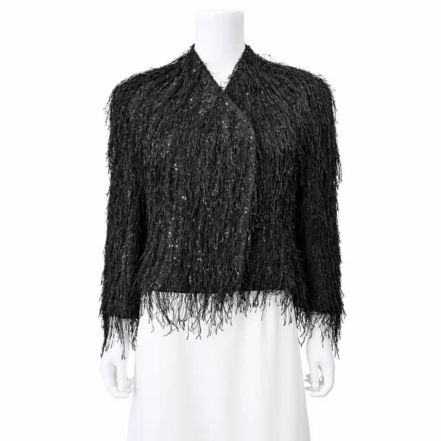 Givenchy Black Fringed Sequin Evening Jacket in Black Woven leather from Clotheshorse Anonymous, photo 1 of 1