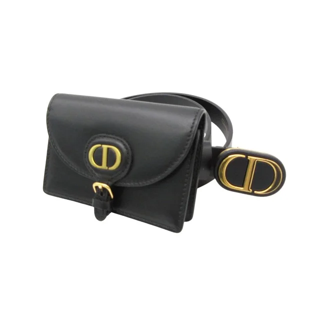 Dior Dio Waist Bag Leather Pouch Belt Logo Black in Black Leather from The Reluxe, photo 1 of 1