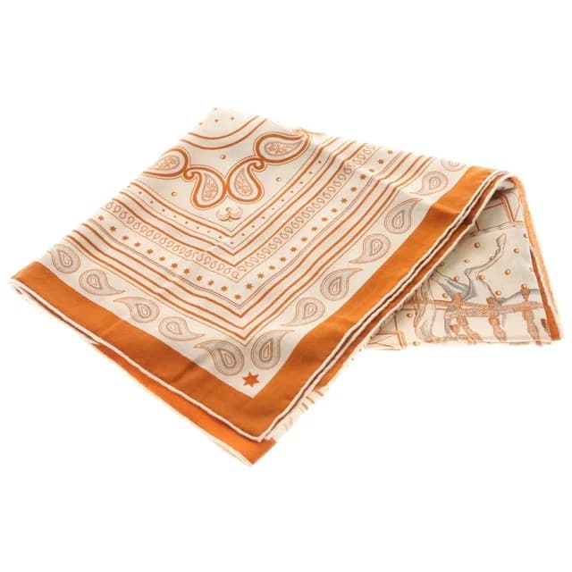Hermès Carre Geant Grand Appara Bandana Scarf Cashmere Cotton Orange Cuy White in White Cashmere from The Reluxe, photo 1 of 1