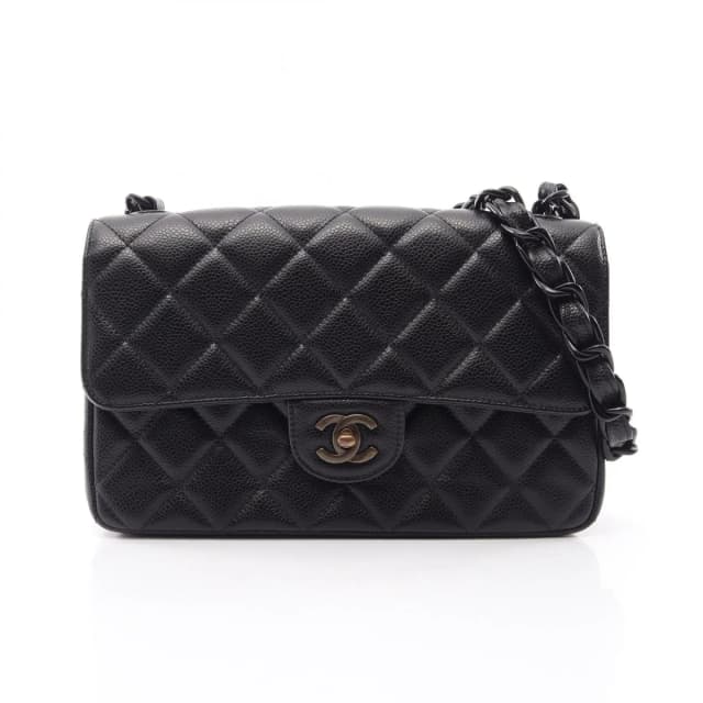 Chanel Shoulder Bag Quilted Single Flap Plastic Chain Black Caviar in Black Caviar leather from The Reluxe, photo 1 of 1