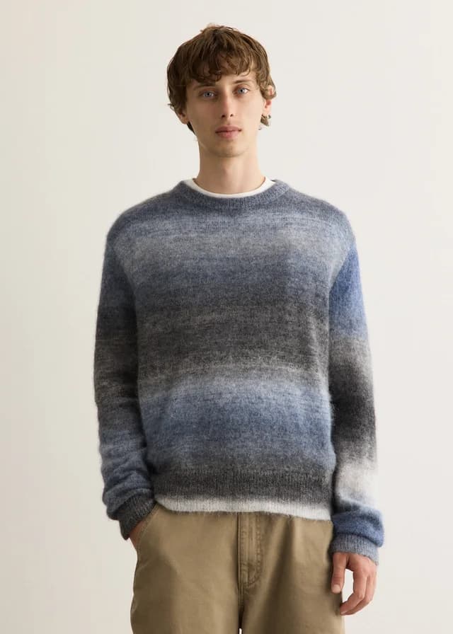 Incu Collection London Fog Crew Knit in BLUE STRIPE, image 1 of 1 from Incu