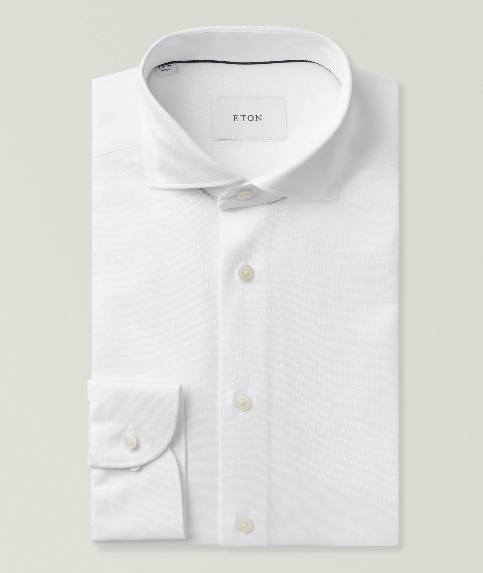 Eton Slim-Fit Filo Di Scozia Knit Shirt in White Cotton & Cotton Blends, image 1 of 1 from Harry Rosen