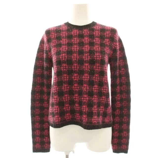 Prada Milano Knit Sweater Check Wool Mohair Blend Long Sleeve 38 Pink Black HN in Black Wool from The Reluxe, photo 1 of 1