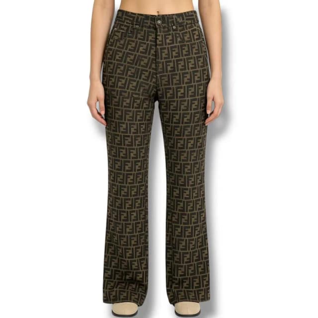 Fendi Pants Zucca Pattern FF Log All Brown 41 in Brown from The Reluxe, photo 1 of 1