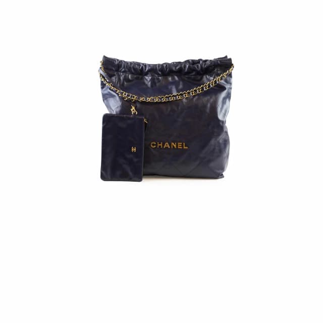 Chanel 22 Large Navy Lambskin Microchip in Navy Lambskin from The Purse Affair, photo 1 of 1