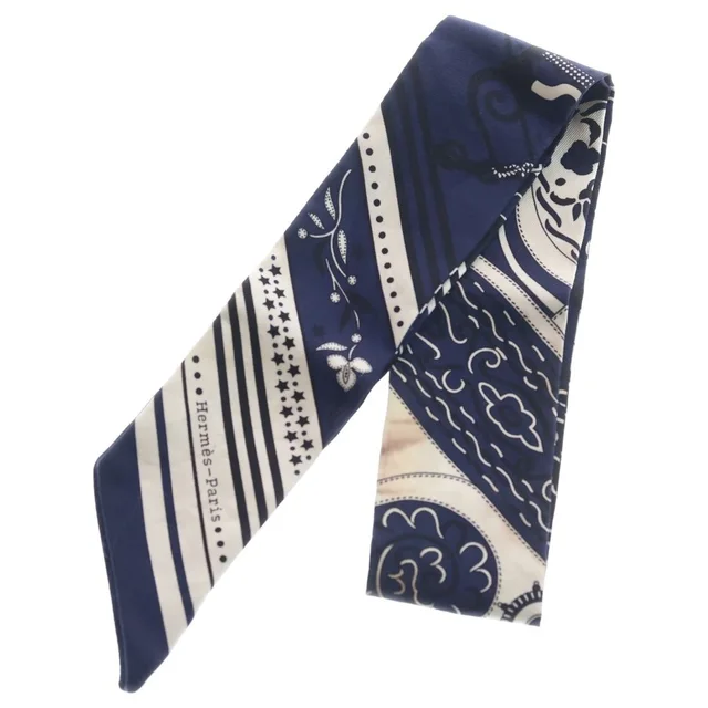 Hermès Twilly Festival Des Amazones Amazon Silk Scarf Navy in Navy Silk from The Reluxe, photo 1 of 1