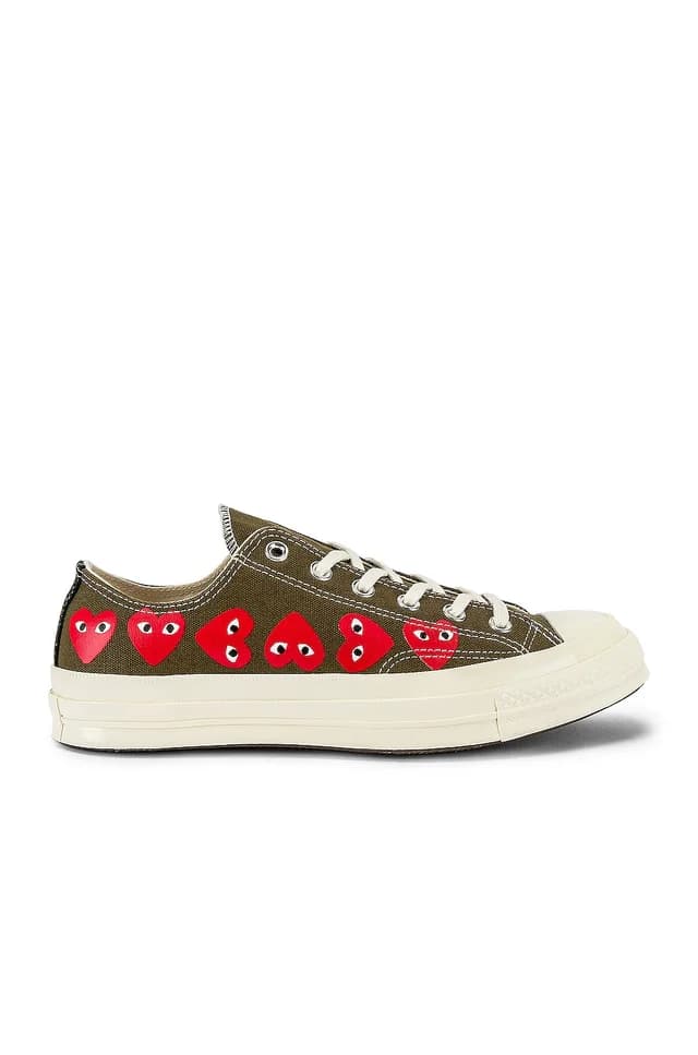 COMME des GARCONS PLAY Emblem Low Top Sneaker in Beige, image 1 of 1 from FWRD
