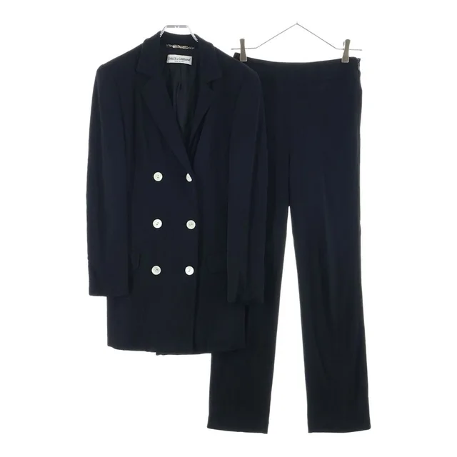 Dolce & Gabbana Set Suit Viscose Double Breasted Jacket Flat-Front Pants Black in Black from The Reluxe, photo 1 of 1