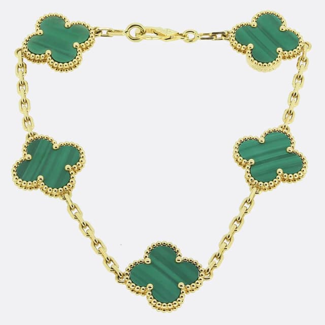 Van Cleef & Arpels Vintage Alhambra Five Motif Malachite Bracelet from The Vintage Jeweller, photo 1 of 1