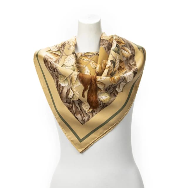 Hermès Scarf Gold Green Brown Silk in Brown Silk from The Reluxe, photo 1 of 1