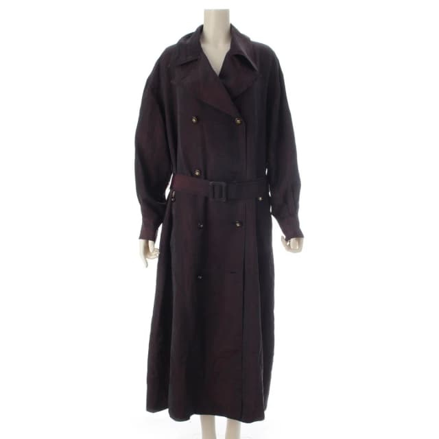 Chanel Vintage Silk Paper Tag Glossy Trench Coat Burgundy 38 in Burgundy Silk from The Reluxe, photo 1 of 1