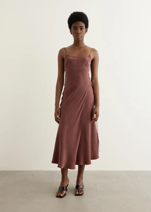 Incu Collection Tundra Printed Slip Dress in WASHED BURGUNDY, image 1 of 1 from Incu