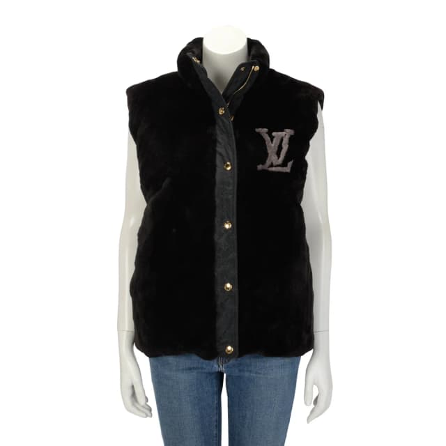 Louis Vuitton Mink & Monogram Nylon Reversible Vest FR 36 in Black Nylon from Blue Spinach, photo 1 of 1
