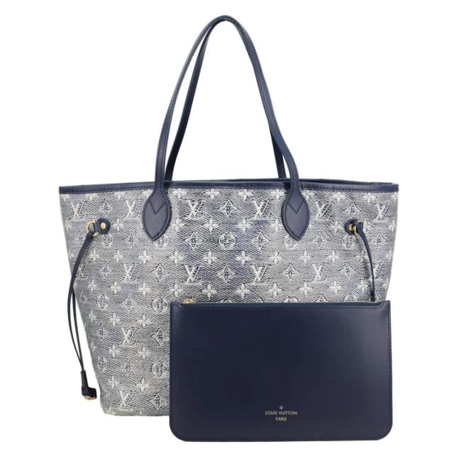 Louis Vuitton Neverfull MM Monoglam Jacquard Tote Bag Navy Blue in Navy from Dallas Designer Handbags, photo 1 of 1