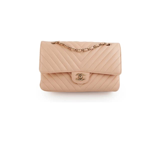 Chanel Classic Flap Medium Beige Clair Caviar Shoulder Bag in Beige Caviar leather from The Purse Affair, photo 1 of 1