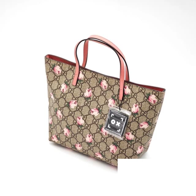 Gucci Flower Tote Bag Floral Pattern Rose Beige Pink in Beige Canvas from The Reluxe, photo 1 of 1