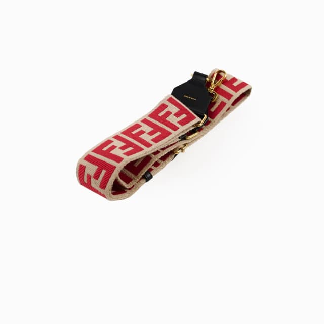 Fendi FF Jacquard Canvas Strap Red/Beige in Beige Canvas from The Purse Affair, photo 1 of 1