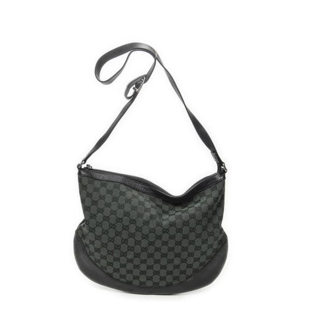 Gucci Half Moon Messenger Black Dark Green GG Canvas in Black Canvas from The Reluxe, photo 1 of 1