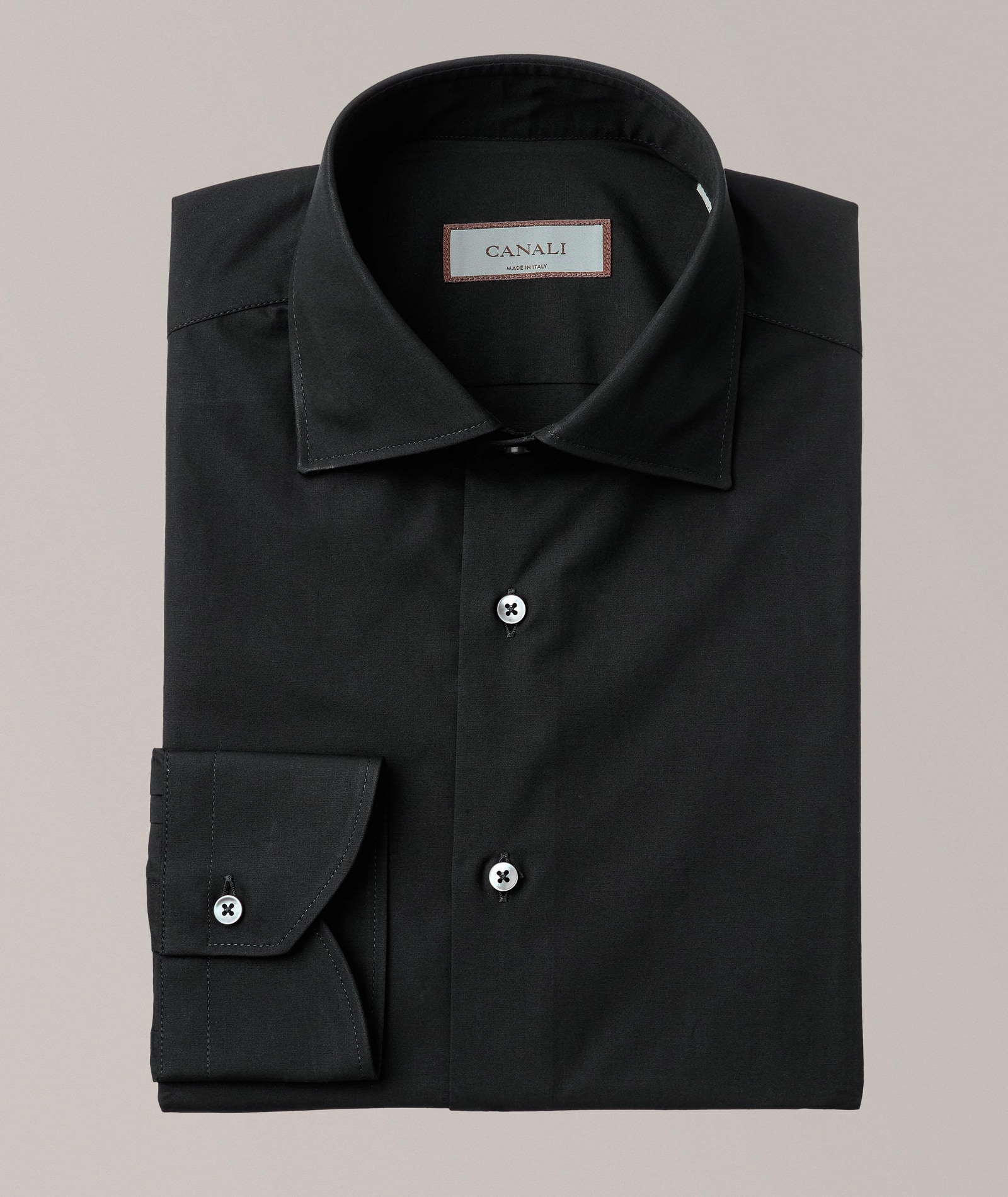 Canali Regular-Fit Cotton Dress Shirt in Black Cotton & Cotton Blends, image 1 of 1 from Harry Rosen