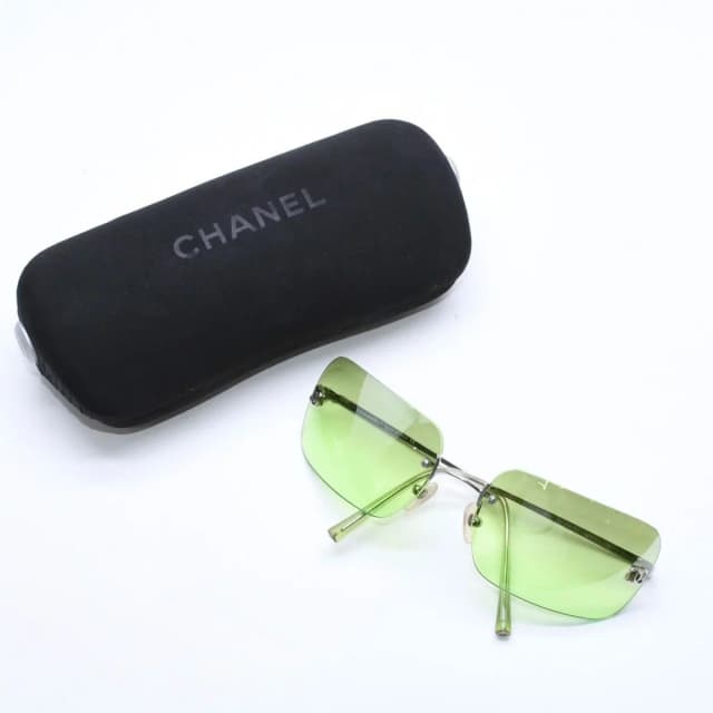 Chanel Rimless Sunglasses Eyewear CC Logo Green in Green from The Reluxe, photo 1 of 1