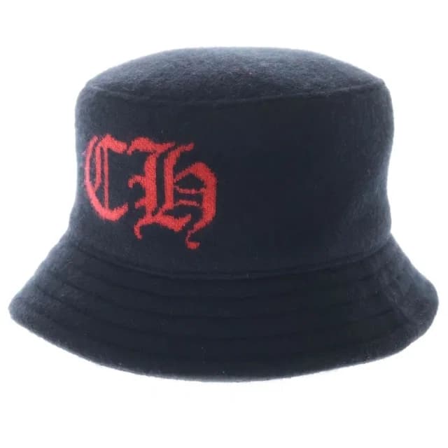 Chrome Hearts Cashmere Bucket Hat CH Logo Scroll Label Patch Black in Black Cashmere from The Reluxe, photo 1 of 1