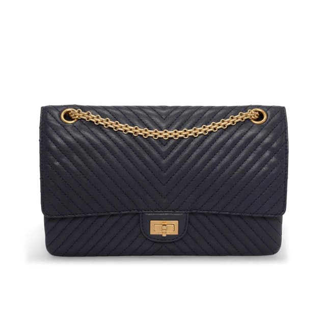 Chanel Chevron Sheepskin 2.55 Reissue 226 Flap Bag in Navy from Blue Spinach, photo 1 of 1