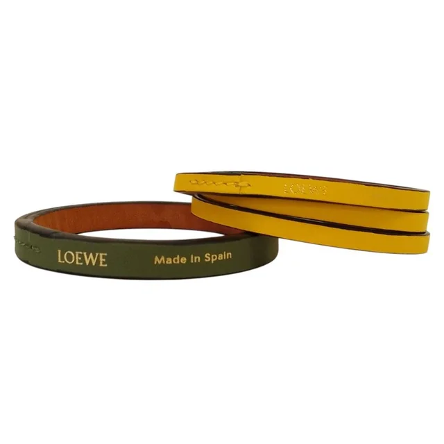 Loewe Leather Double Bangle Set Green Yellow Bracelet in Green Leather from The Reluxe, photo 1 of 1
