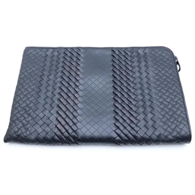 Bottega Veneta Intrecciato Leather Clutch Black in Black Woven leather from The Reluxe, photo 1 of 1