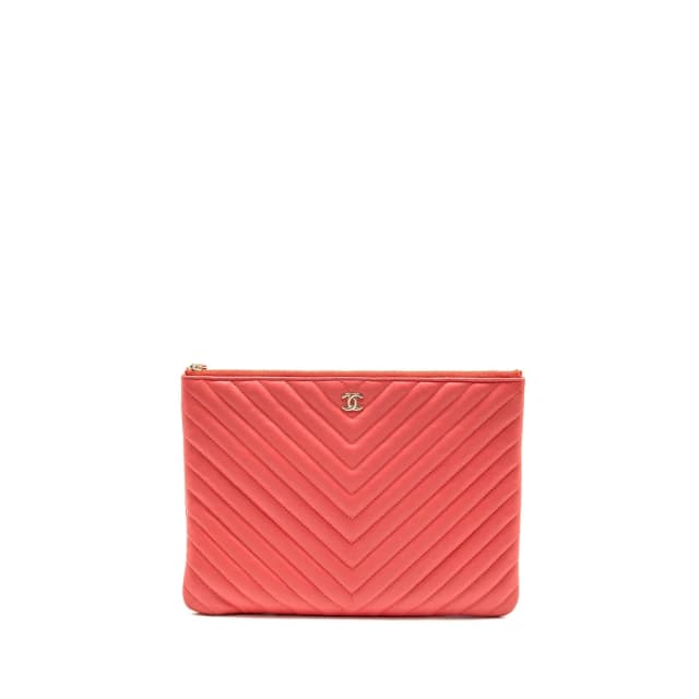 Chanel Chevron Clutch Lambskin Pink GHW in Pink Lambskin from EMIER, photo 1 of 1