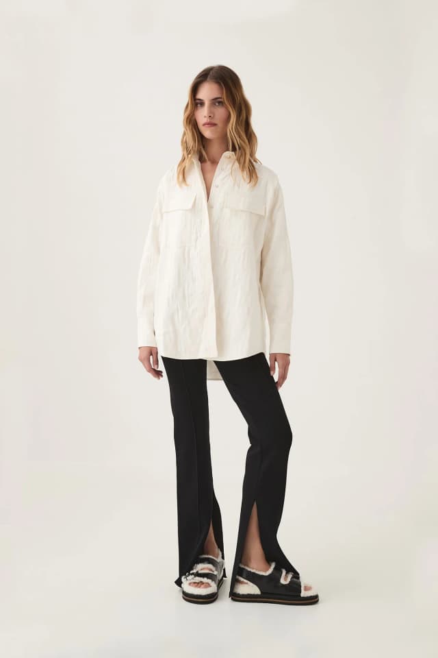 AJE Ashlar Quilted Shirt Jacket in IVORY, image 1 of 1 from Aje